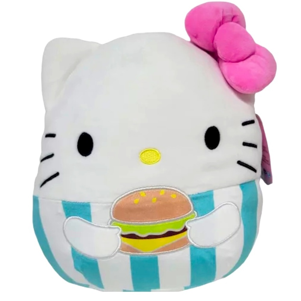 NWT 8” Hello Kitty Hamburger Sanrio Collectible Plush Kellytoy Squishmallow